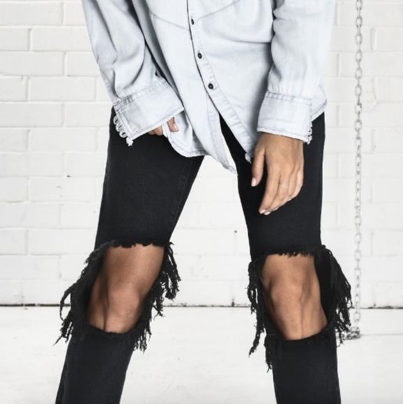 One Teaspoon Black Freebirds Distressed Jeans Size 25 - Picture 2 of 13